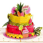 Tropical Birthday Cake Pop Up Card with Keepsake by Paper Love