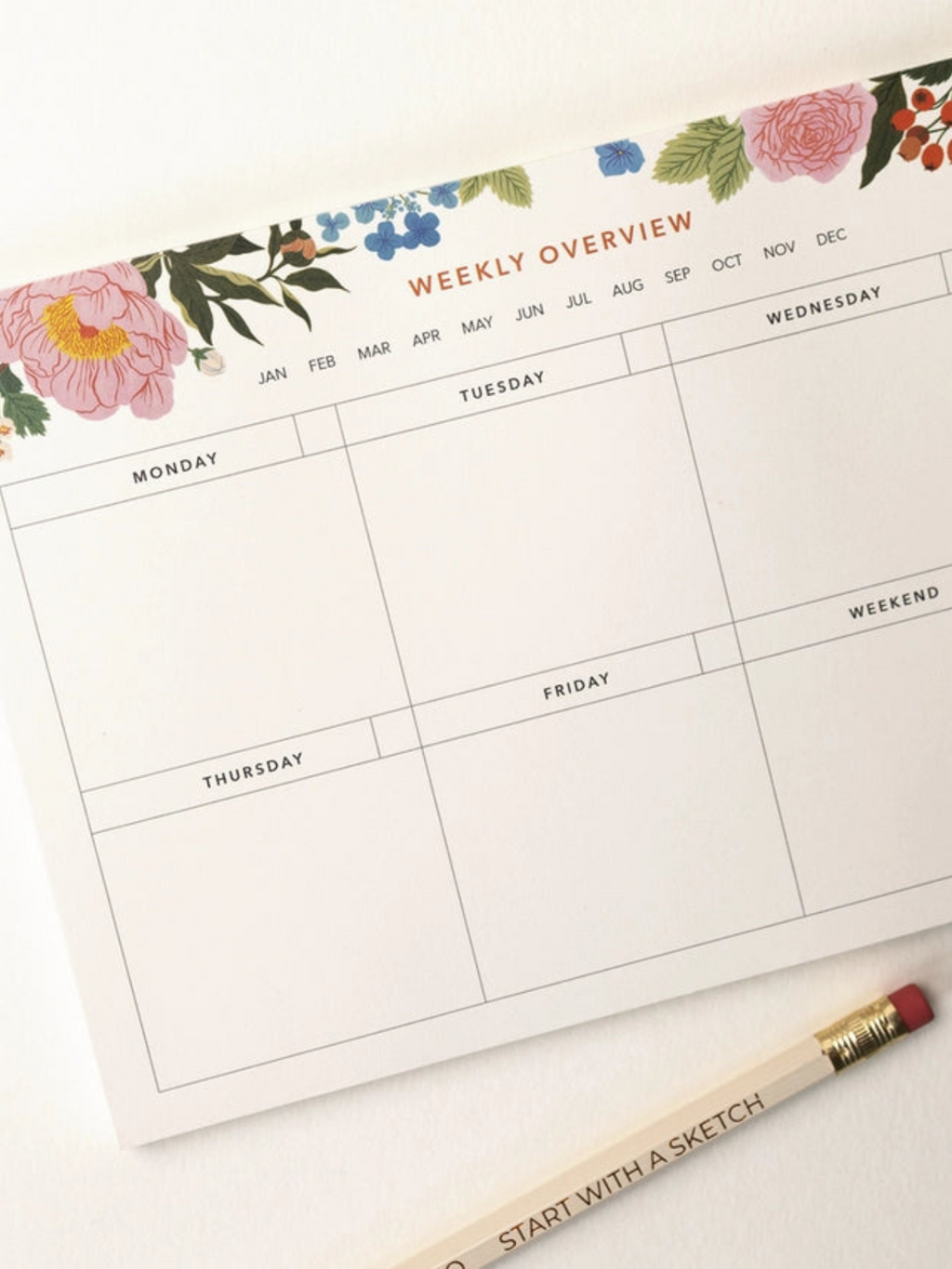 Botanical Weekly Overview Notepad