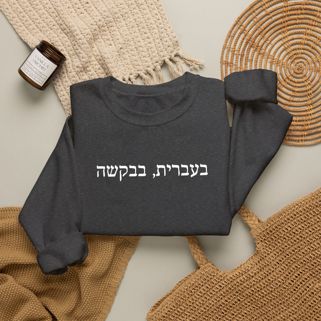 In Hebrew, please (בעברית, בבקשה) Embroidered Crewneck Sweatshirt