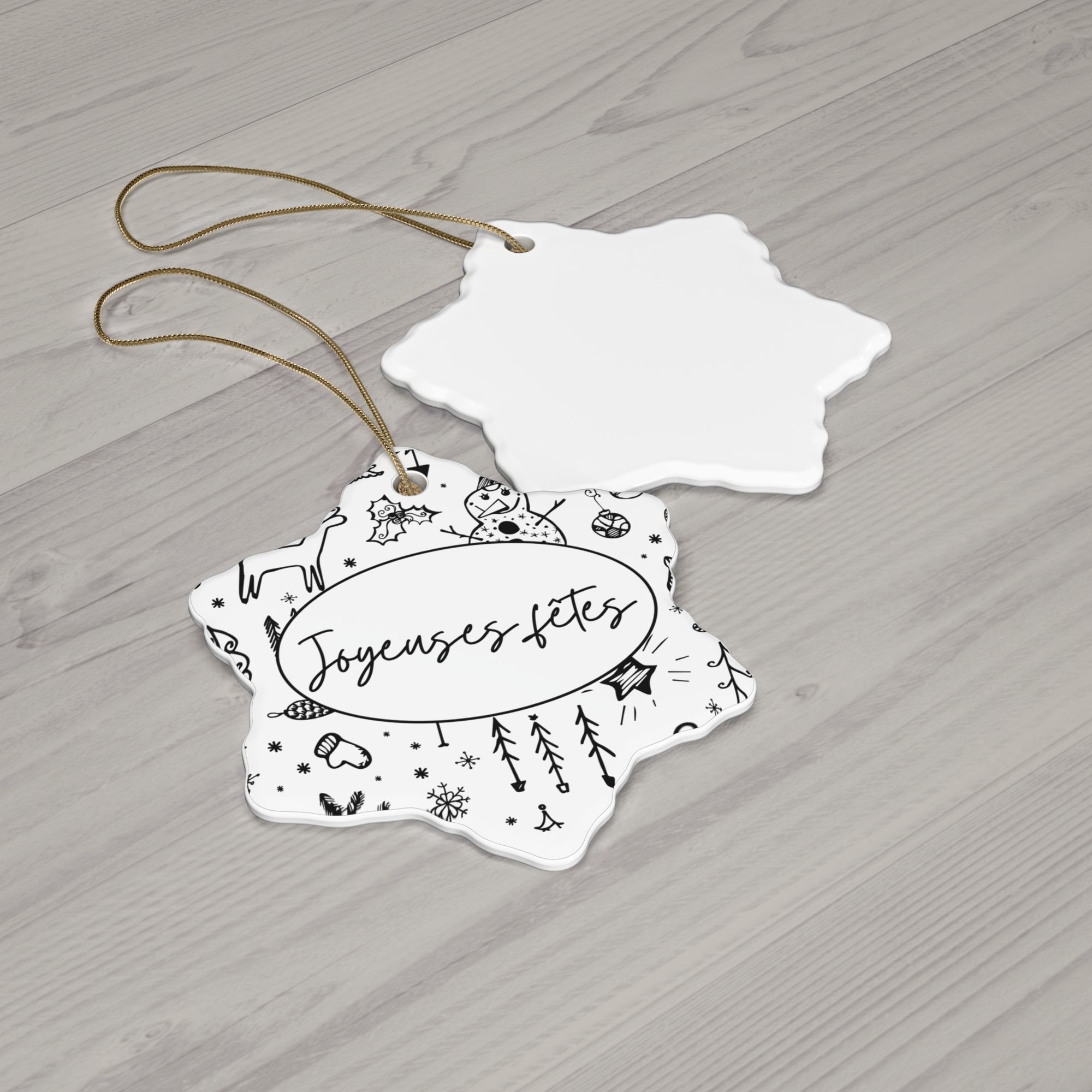 Joyeuse fêtes Ceramic Ornament (Happy Holidays) - French