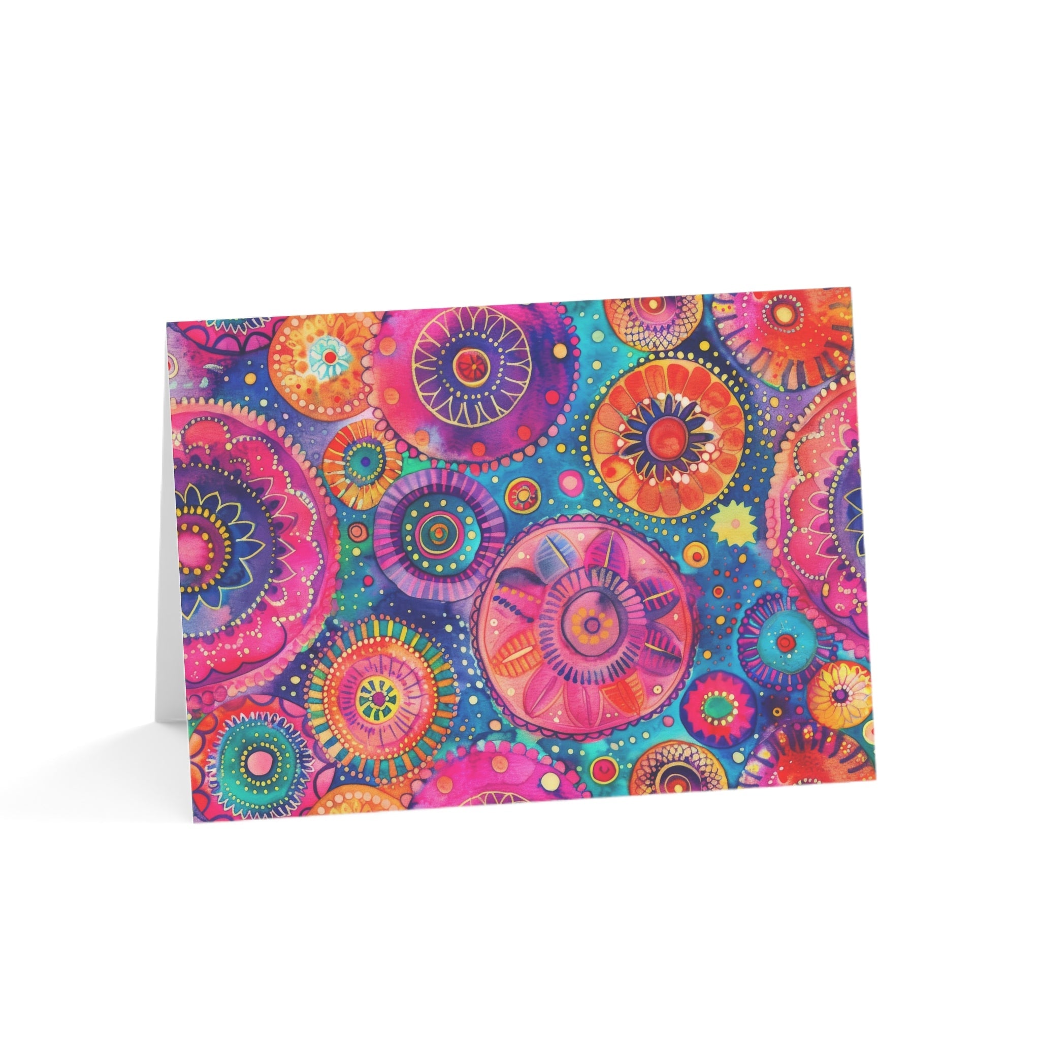 Bespattered Facade Colorful Circles Greeting Cards | Sets of 1, 10, 30, or 50