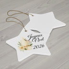 Joyeux Noël 2026 Candle and Floral Ceramic Ornament