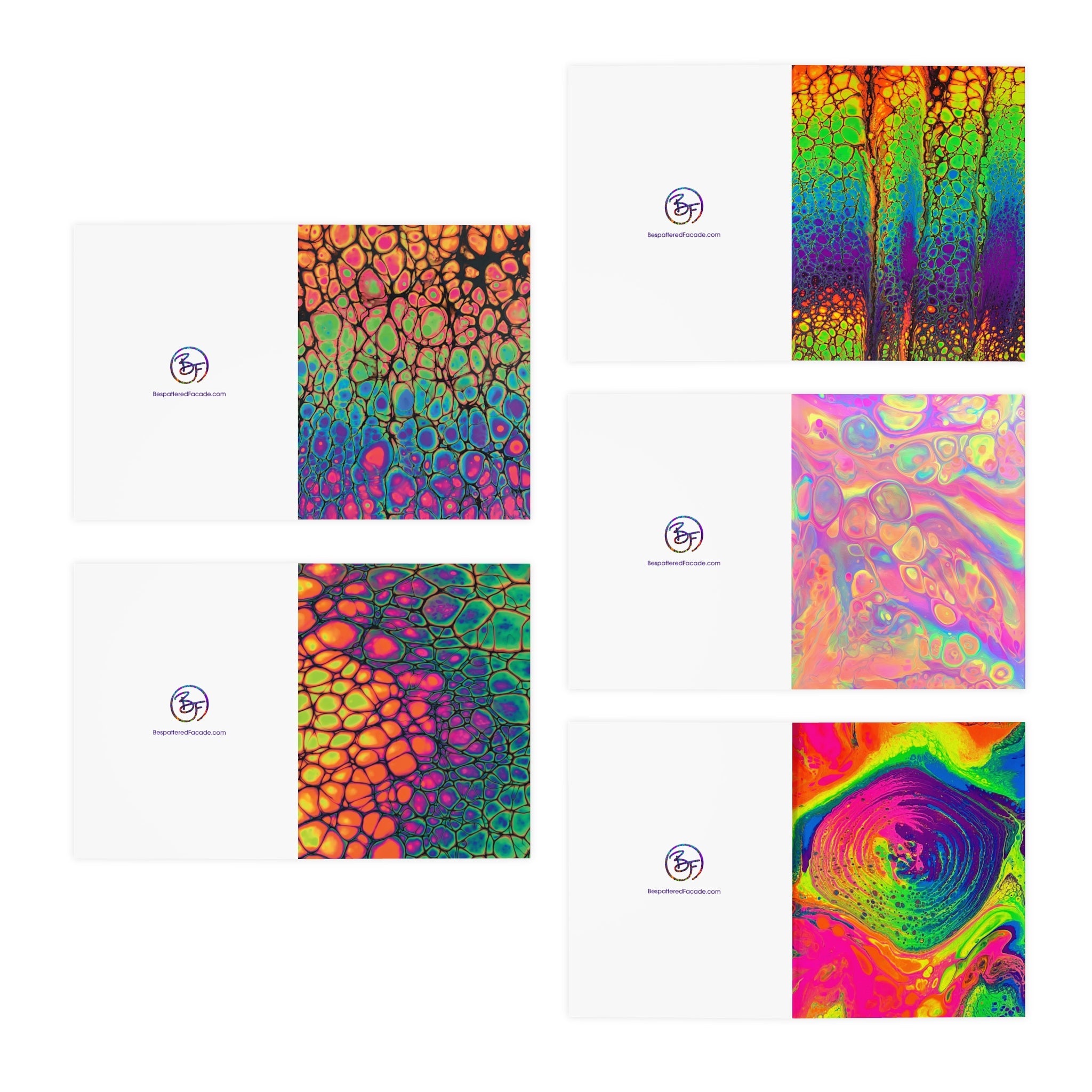 Bespattered Facade Multi-Design Greeting Cards (5-Pack) – Blank Inside