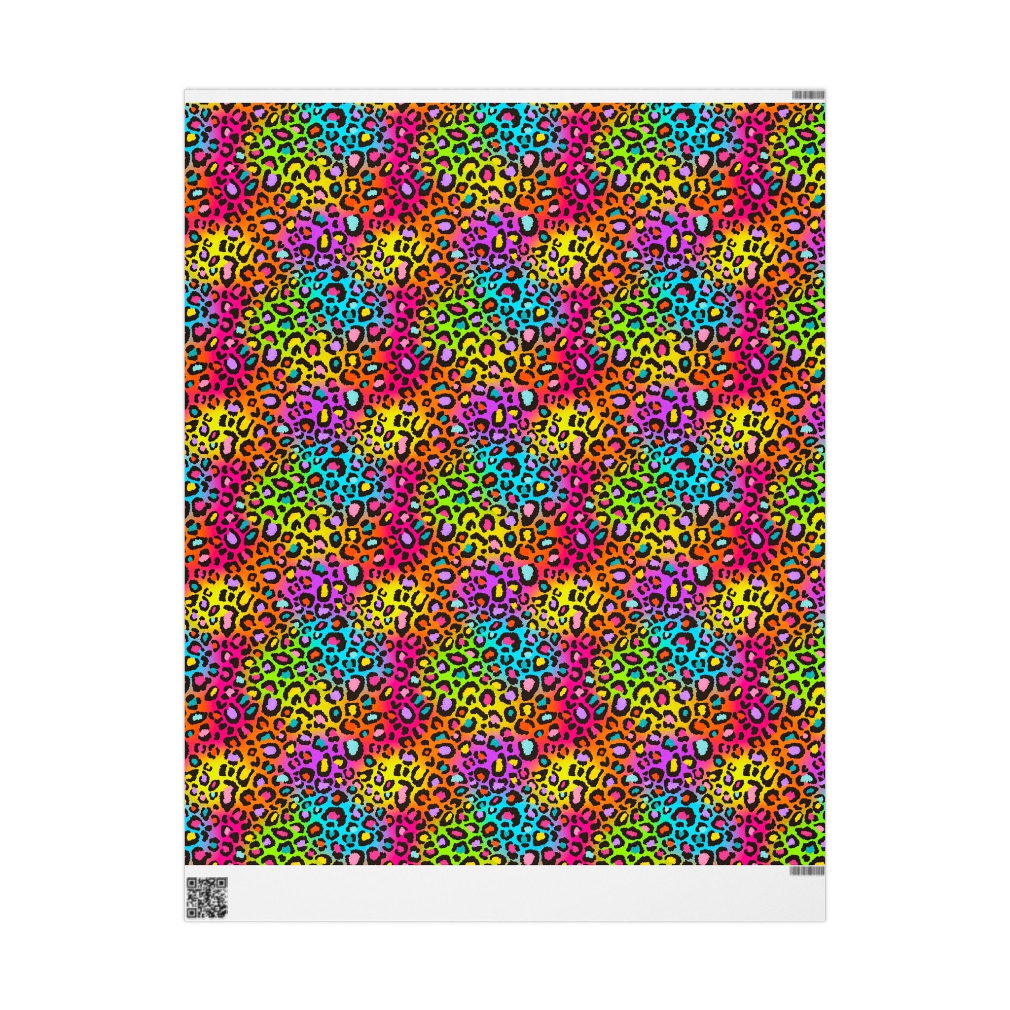 Bespattered Facade Rainbow Leopard Wrapping Paper | Three Sizes | Glossy or Matte