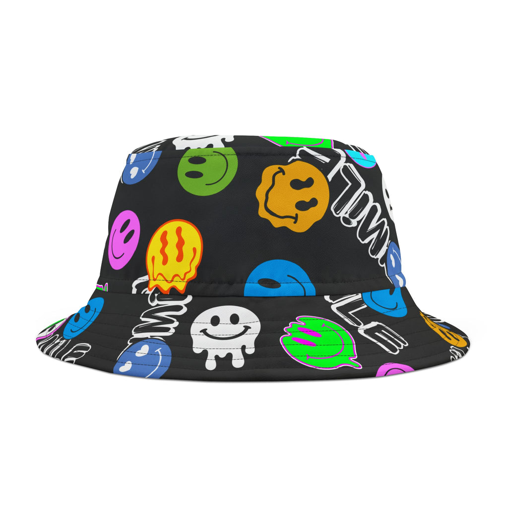 "Smile" colorful smiley face graffiti Bucket Hat