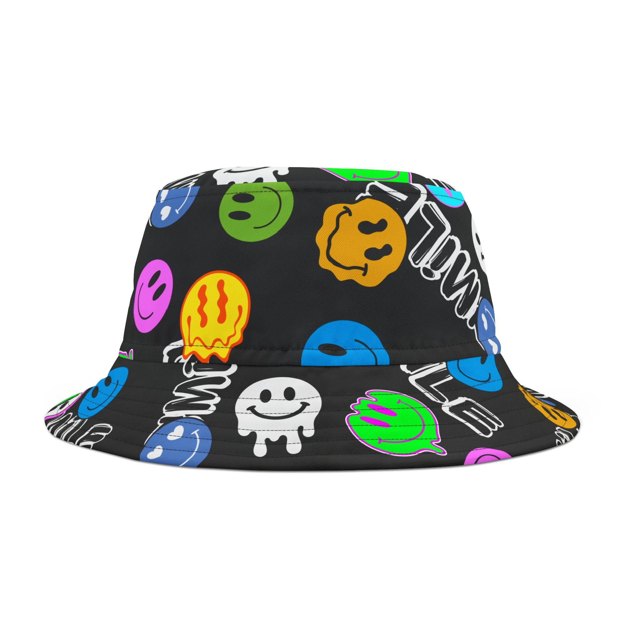 "Smile" colorful smiley face graffiti Bucket Hat