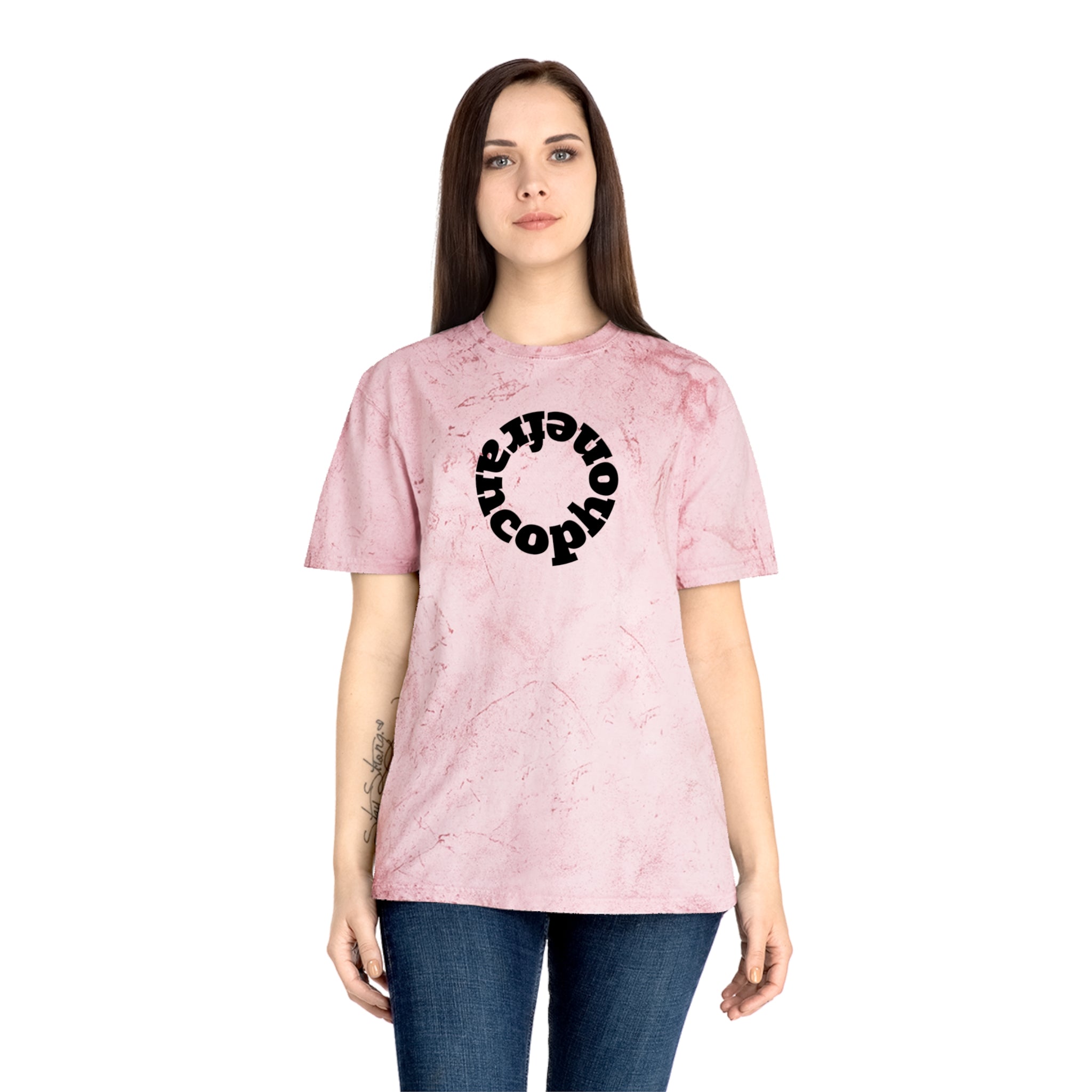 Francophone circular tye-dye tee shirt, retro unisex t-shirt for French language speakers