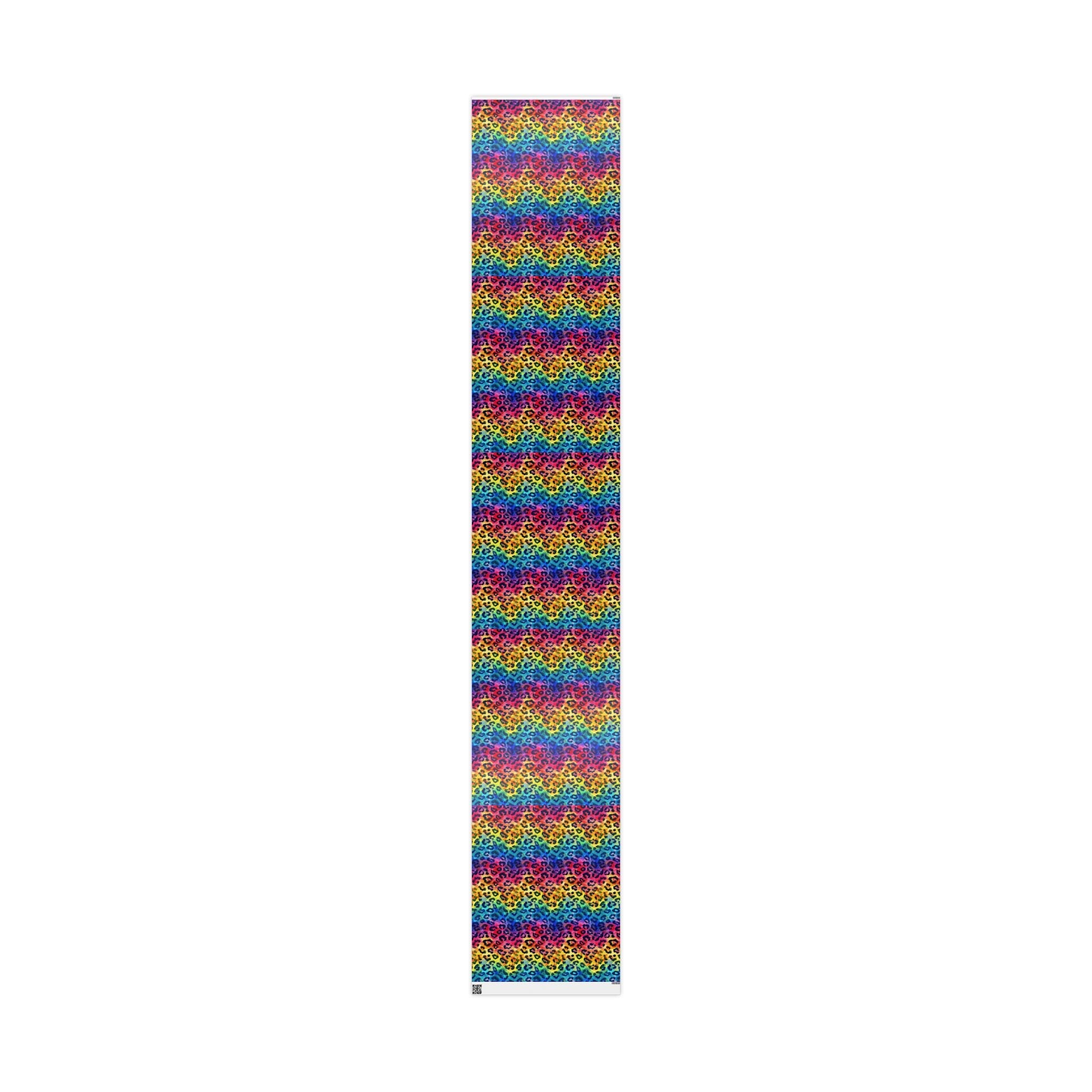 Bespattered Facade Rainbow Watercolor Leopard Wrapping Paper | Three Sizes | Glossy or Matte