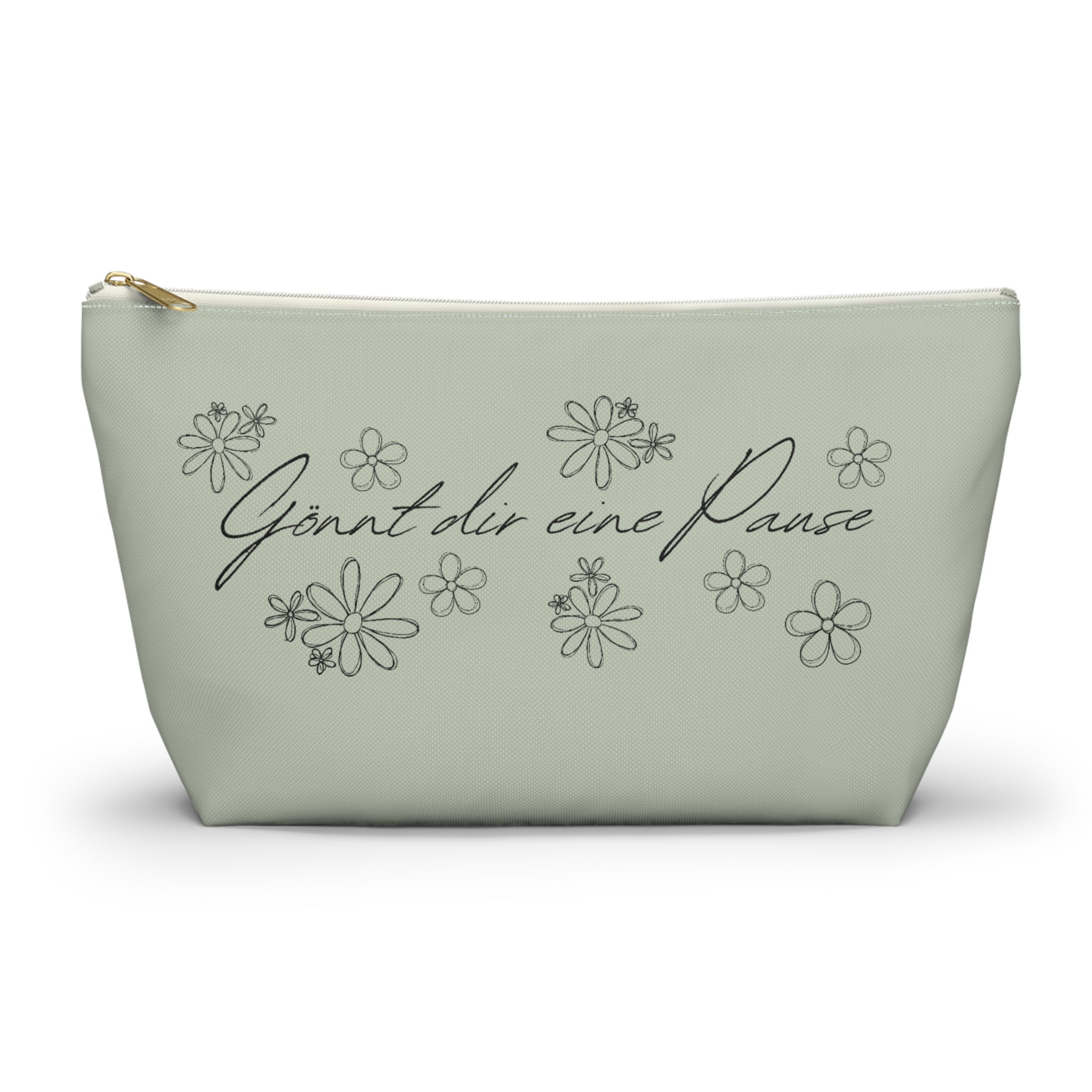 German mental health Accessory Pouch "Gönnt dir eine Pause" (Give yourself a break) Floral Makeup Bag, geschenk