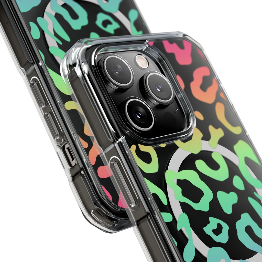 Bespattered Facade Bright Rainbow Leopard MagSafe Clear Impact Case