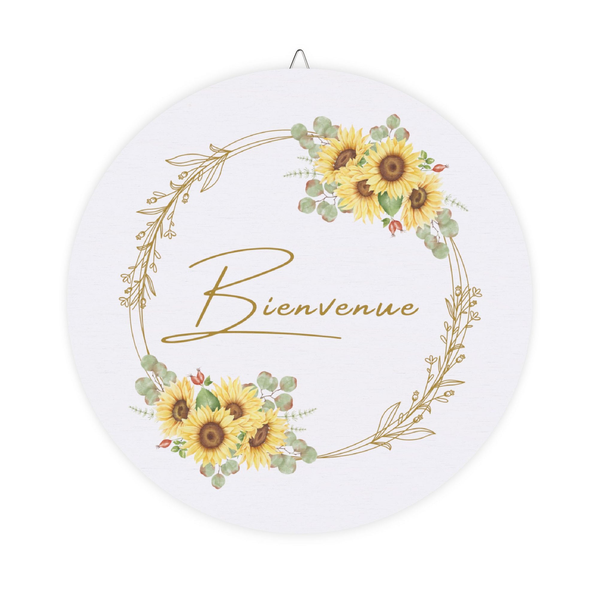 Bienvenue Sunflower Wooden Welcome Sign