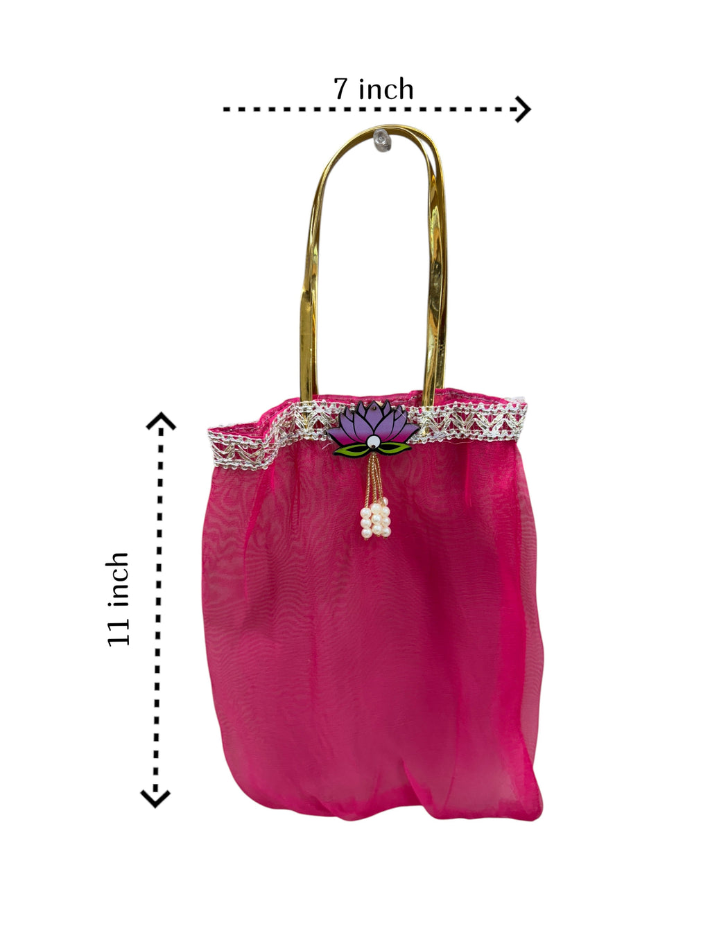 Gift Combo - Pearl & Pichwai Lari with Shubh Labh & Resin Ganesha in Tissue Fabric Bag