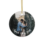 Personalized engagement photo ornament by Printify