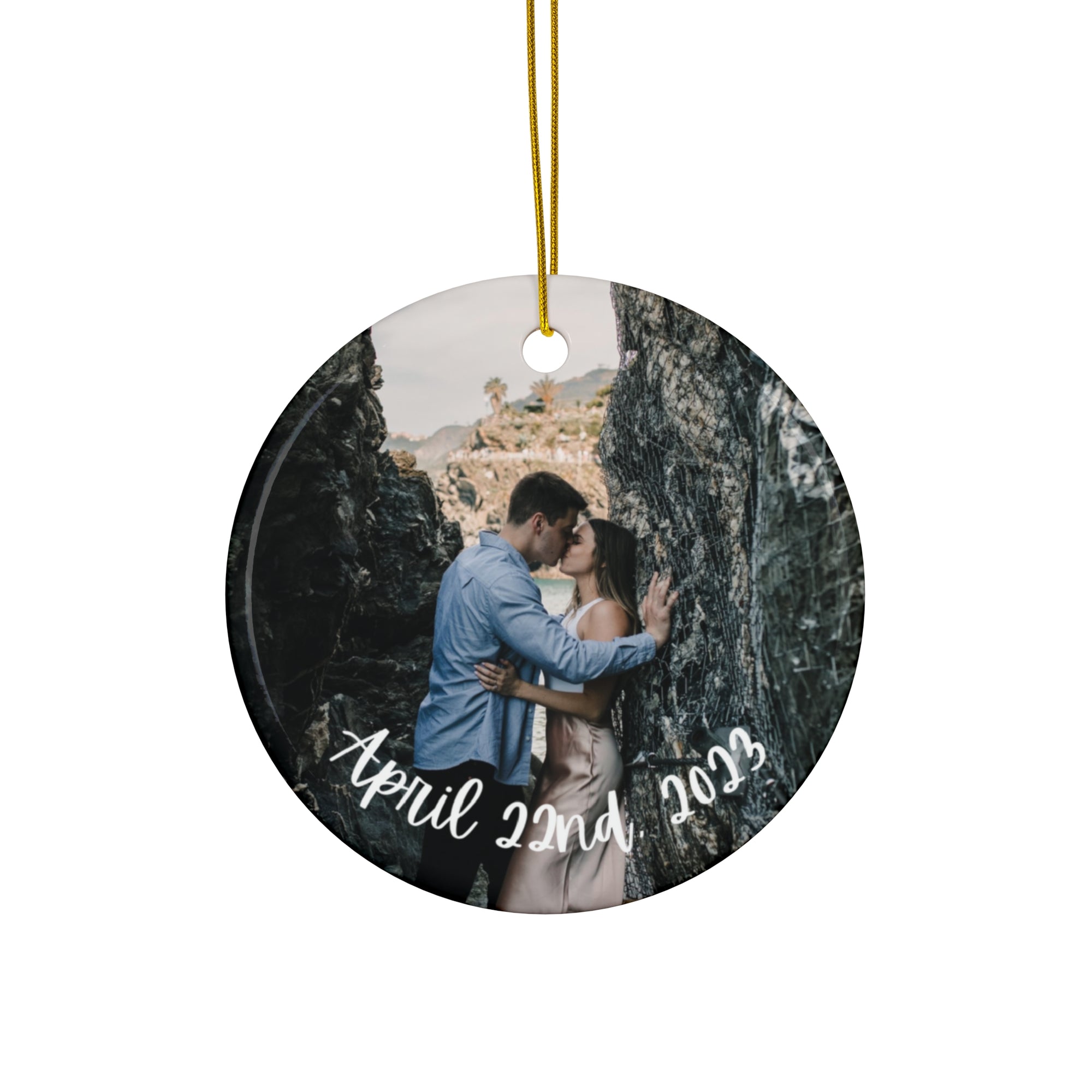 Personalized engagement photo ornament