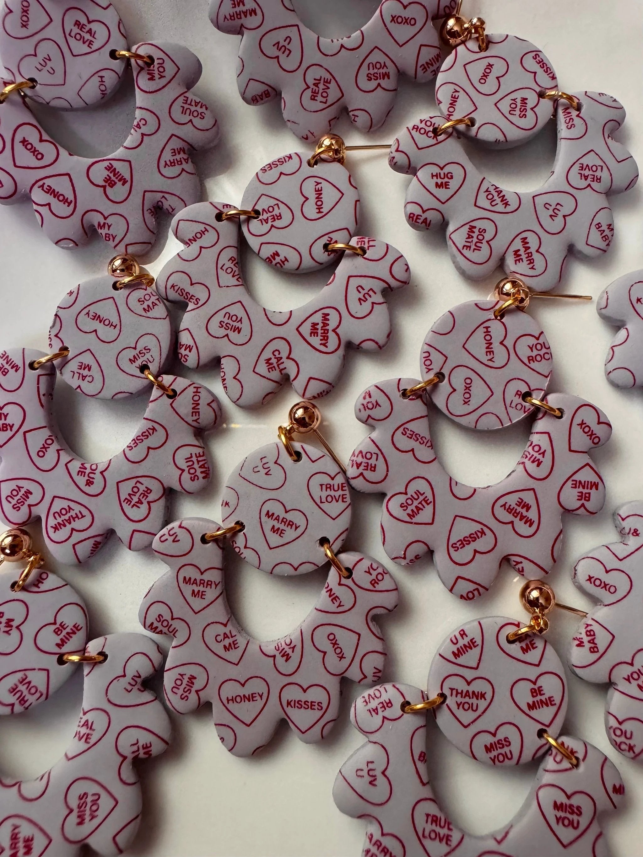 Taylor earrings in Lavender Conversation Hearts, 14k gold plated & nickel free by Shop Something Earthy