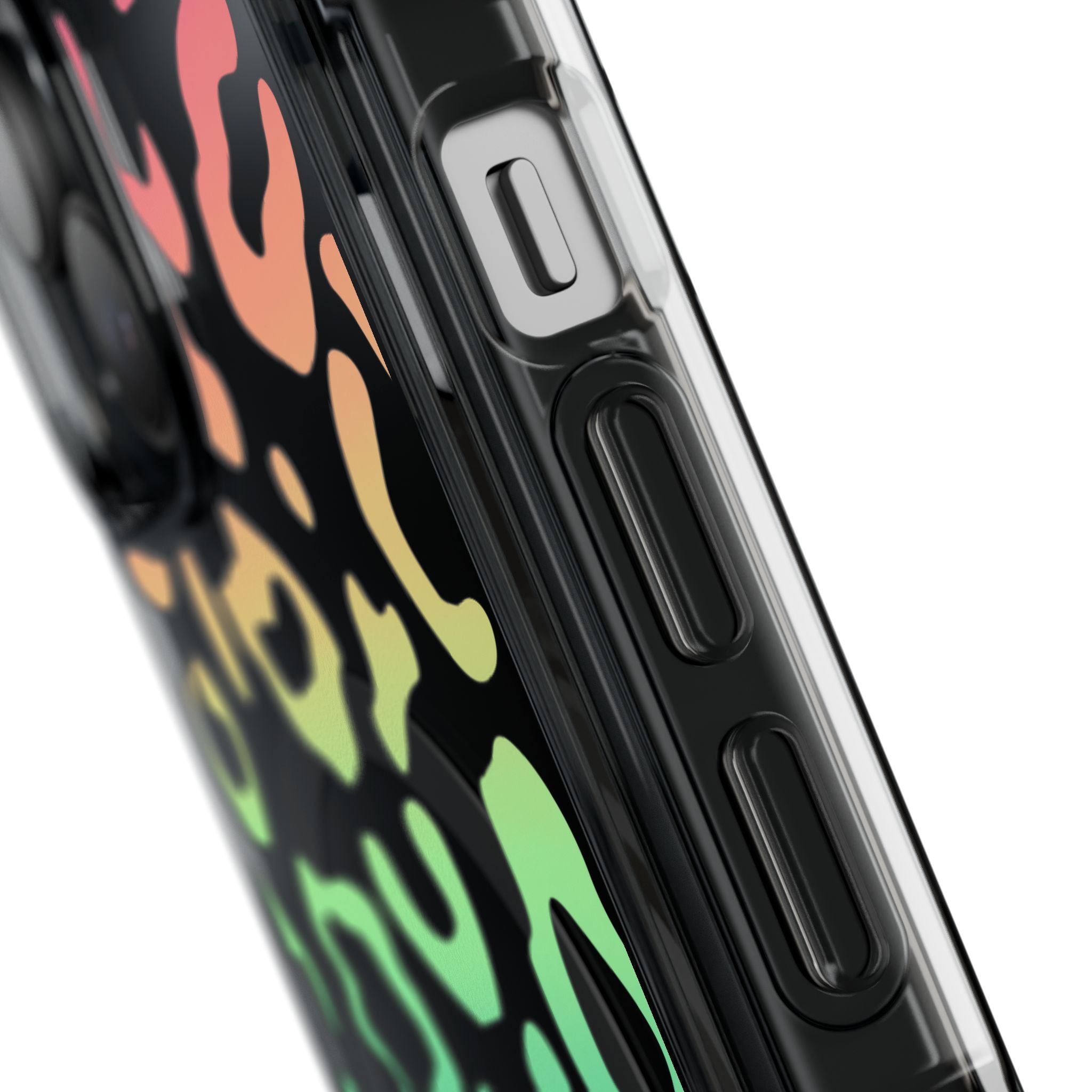 Bespattered Facade Bright Rainbow Leopard MagSafe Clear Impact Case