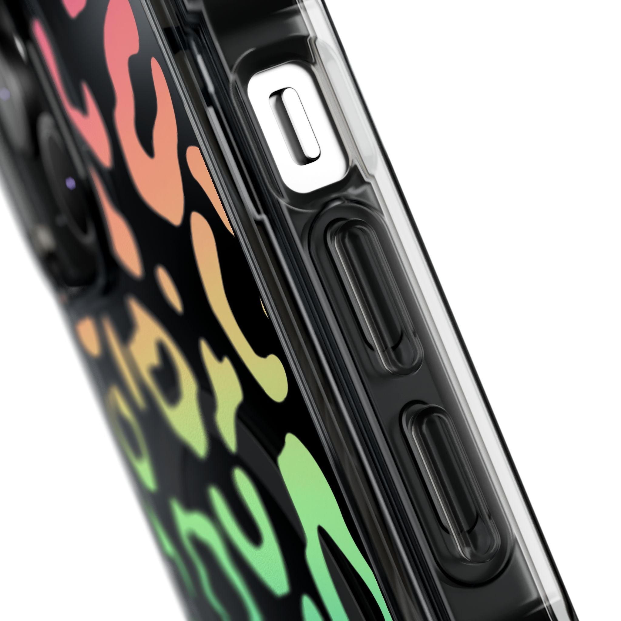 Bespattered Facade Bright Rainbow Leopard MagSafe Clear Impact Case