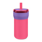 Customized engraved French Kids' name and adjectives Leakproof Straw Tumbler – Personalized Engraved 12oz Spill‑Proof Cup with pixelated font