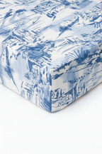 Blue Toile Crib Sheet