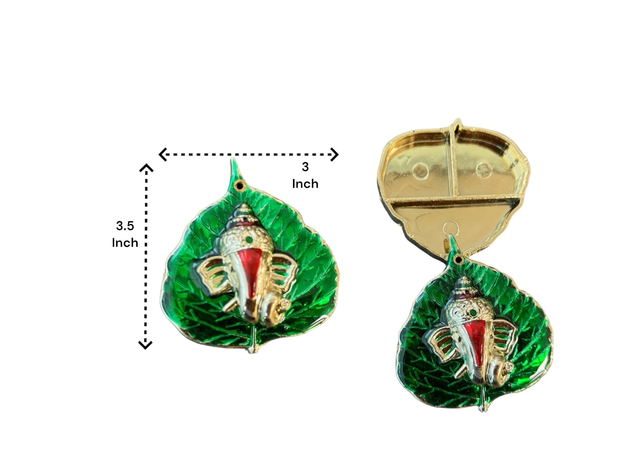Haldi Kumkum Plate with Ganesha & Leaf, Set of 5