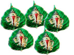 Haldi Kumkum Plate with Ganesha & Leaf, Set of 5
