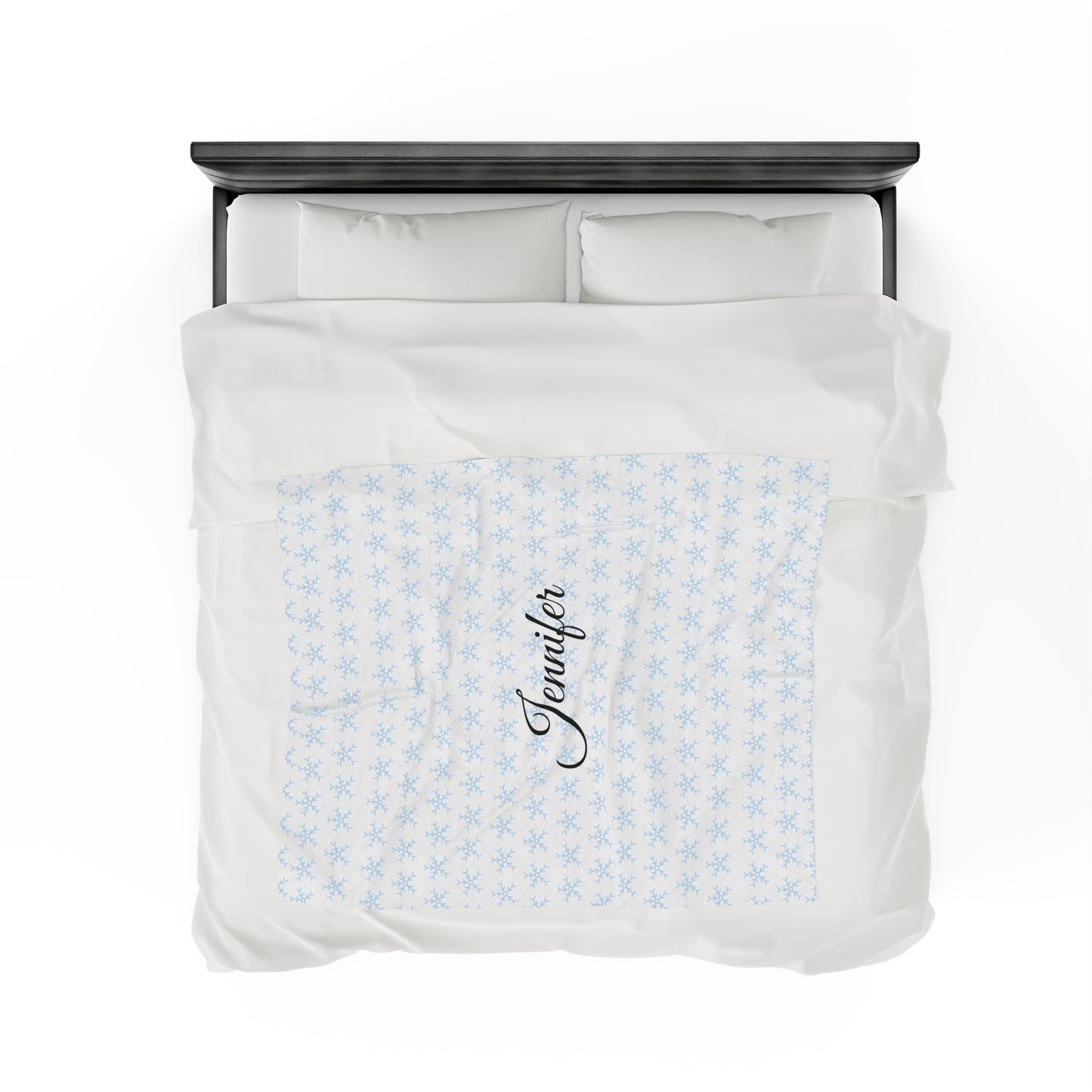 Personalized Winter Snowflake Velveteen Plush Blanket