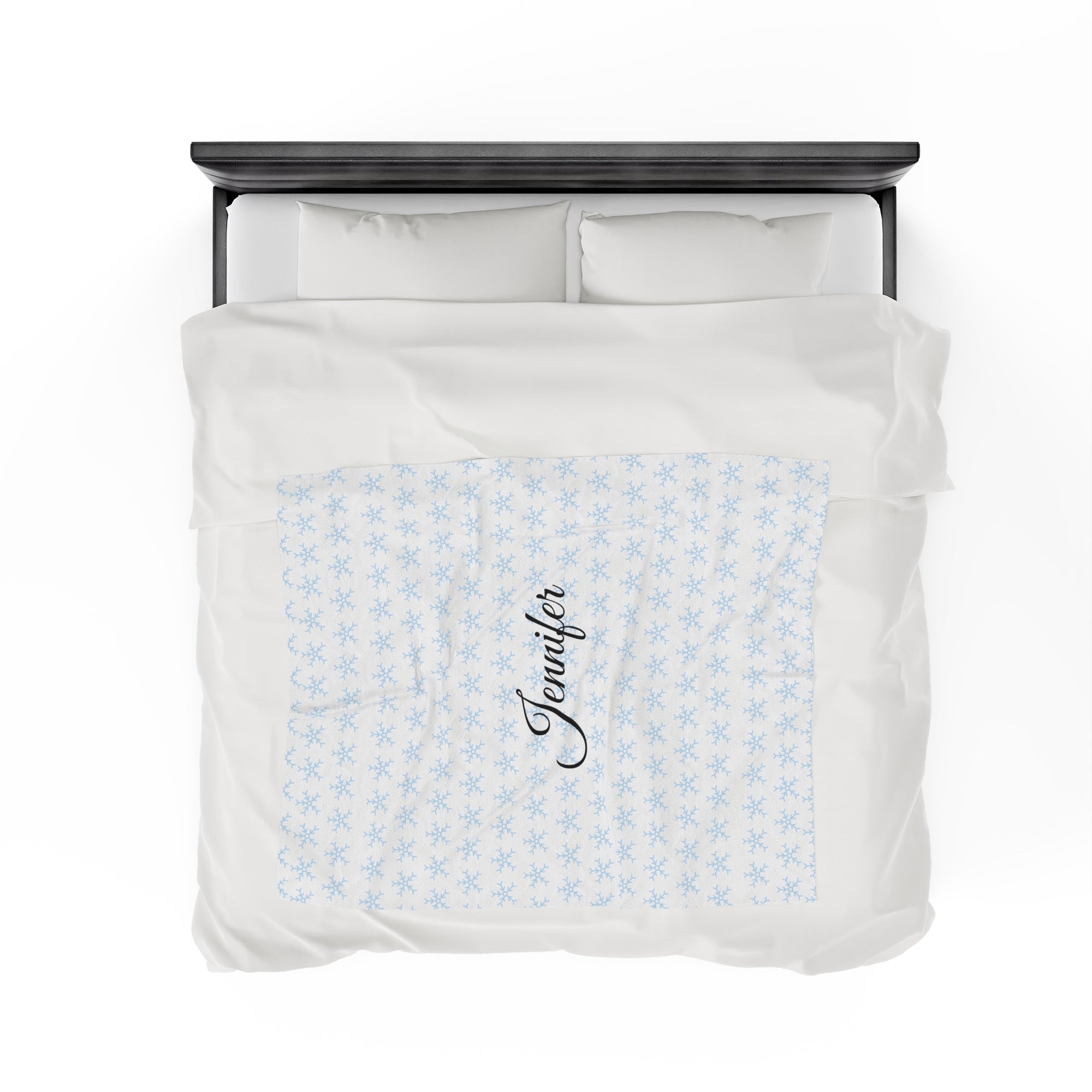 Personalized Winter Snowflake Velveteen Plush Blanket
