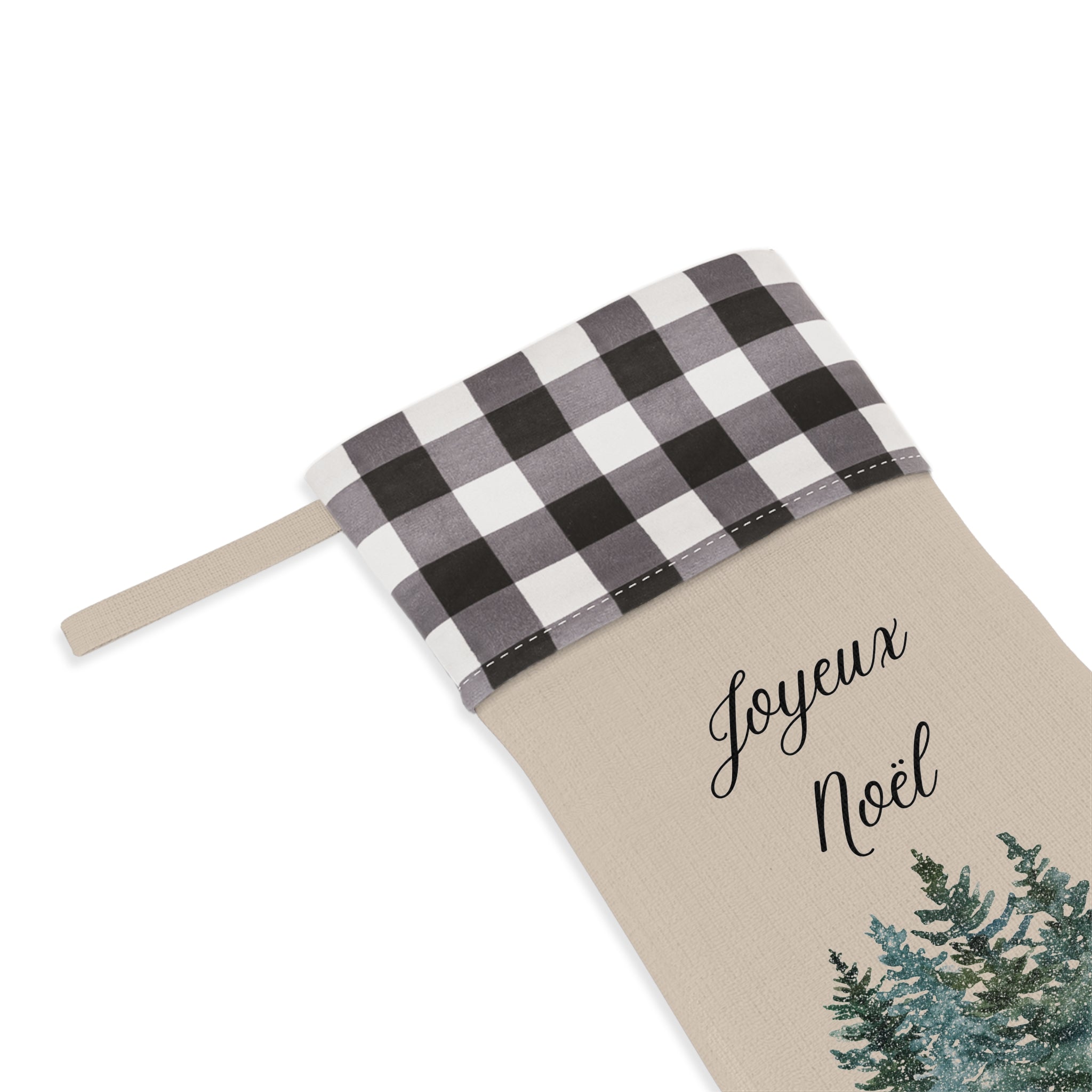 Joyeux Noël plaid Christmas stocking
