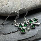 Sparkle Emerald Irish Shamrock Earrings in Sterling Silver