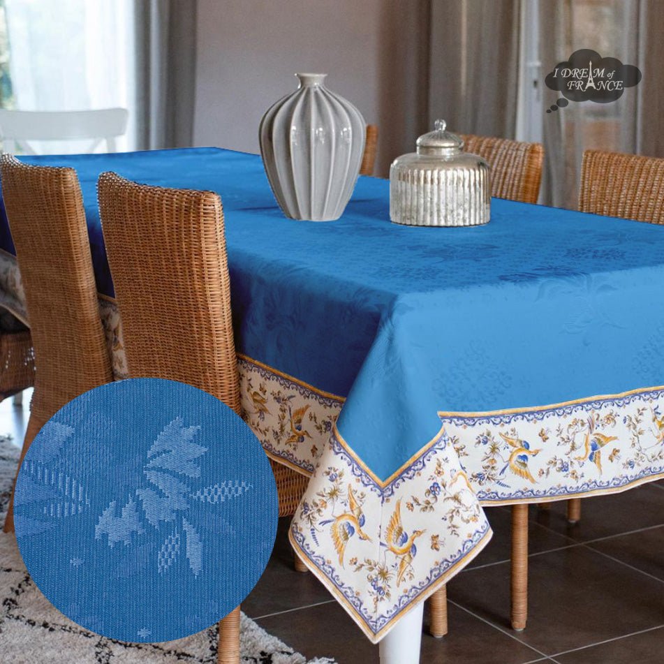 55x86" Rectangular Moustiers Blue Matelassé Tablecloth by Tissus Toselli Tablecloth La Vie Bien 55x86" Rectangular Moustiers Blue Matelassé Tablecloth by Tissus Toselli
