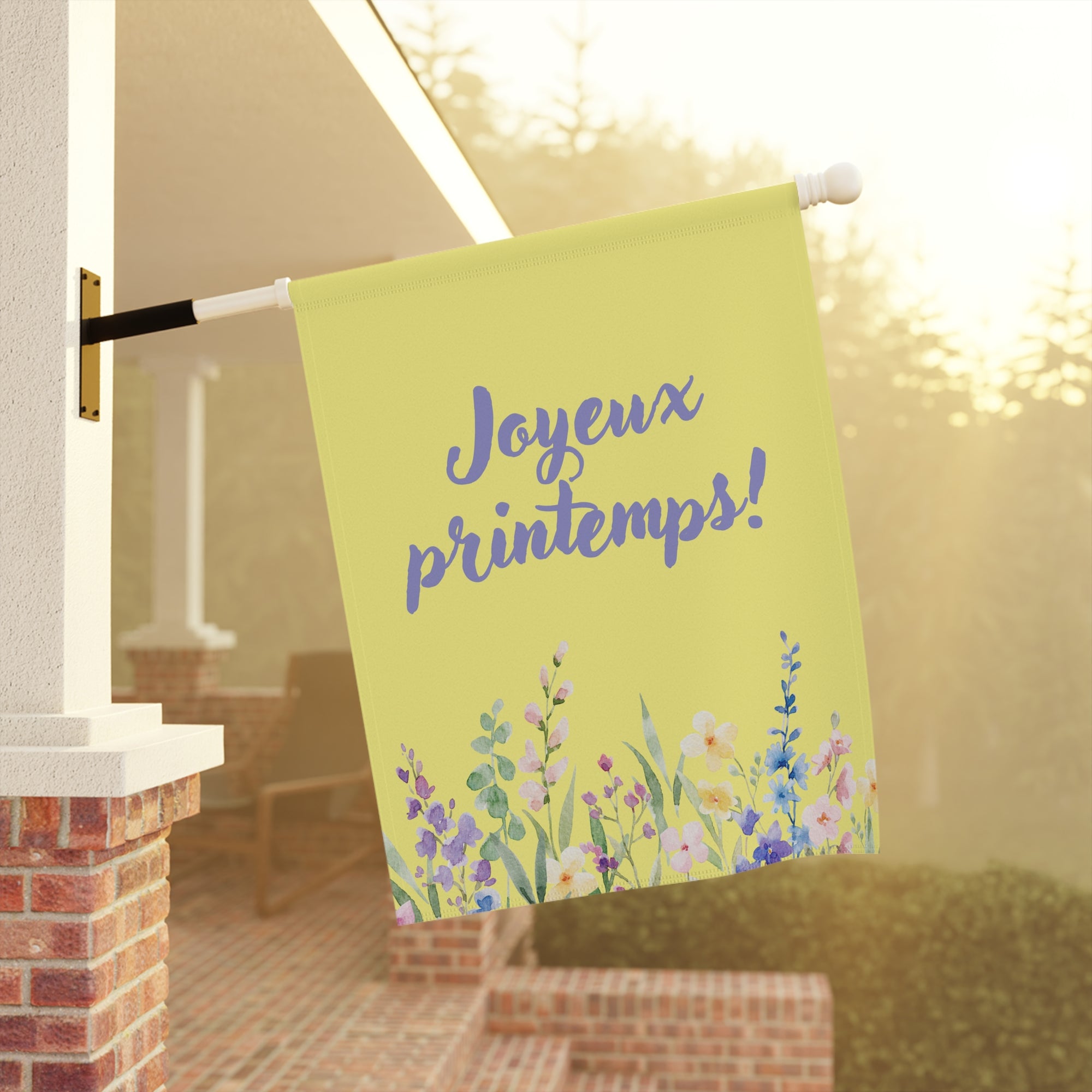 Joyeux Printemps Spring Floral Garden Banner Decor
