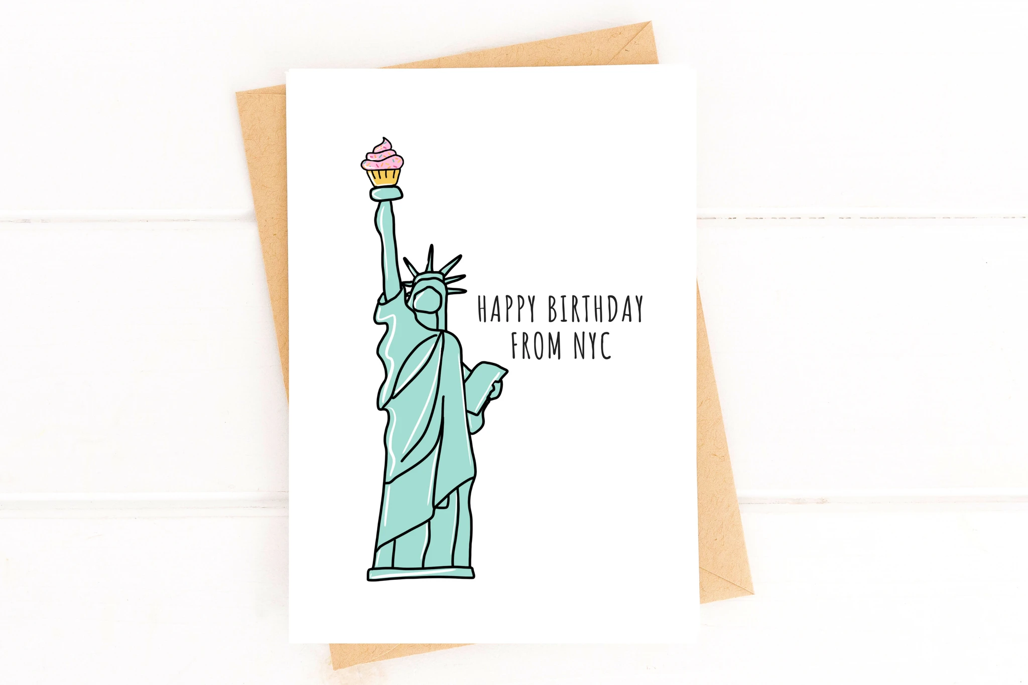 Happy Birthday from NYC Statue of Liberty Birthday Card by Five Dot Post