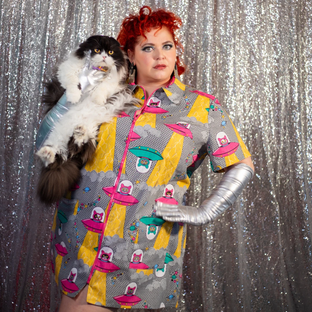 Cats in Space Minidress in Asteroid Field by Blue Platypus Clothing