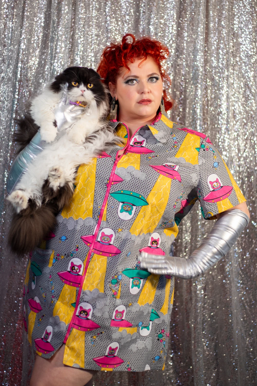 Cats in Space Minidress in Asteroid Field by Blue Platypus Clothing