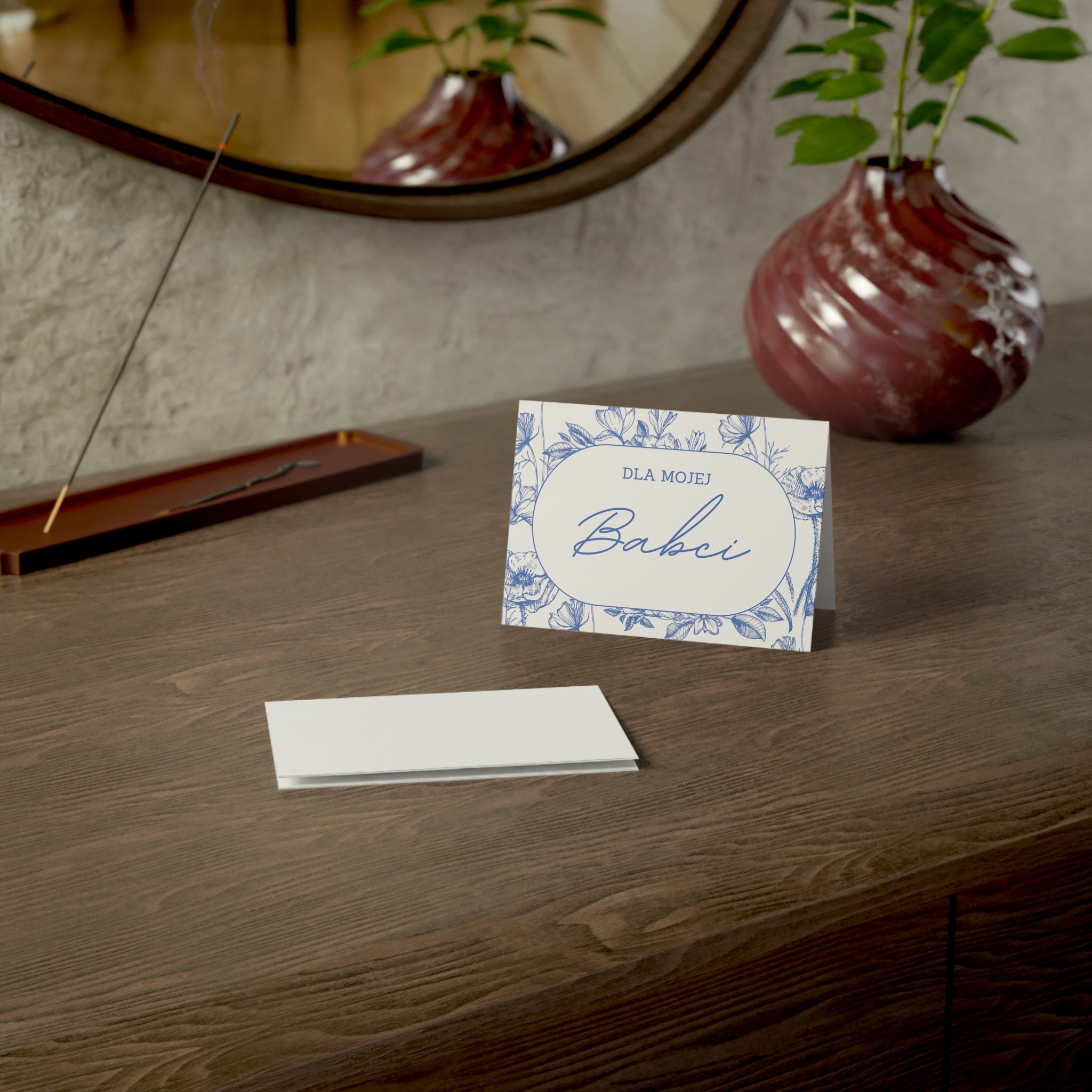 Dla Mojej Babci Polish Floral Grandmother Greeting Card for birthdays or special occasions, blank inside with envelope