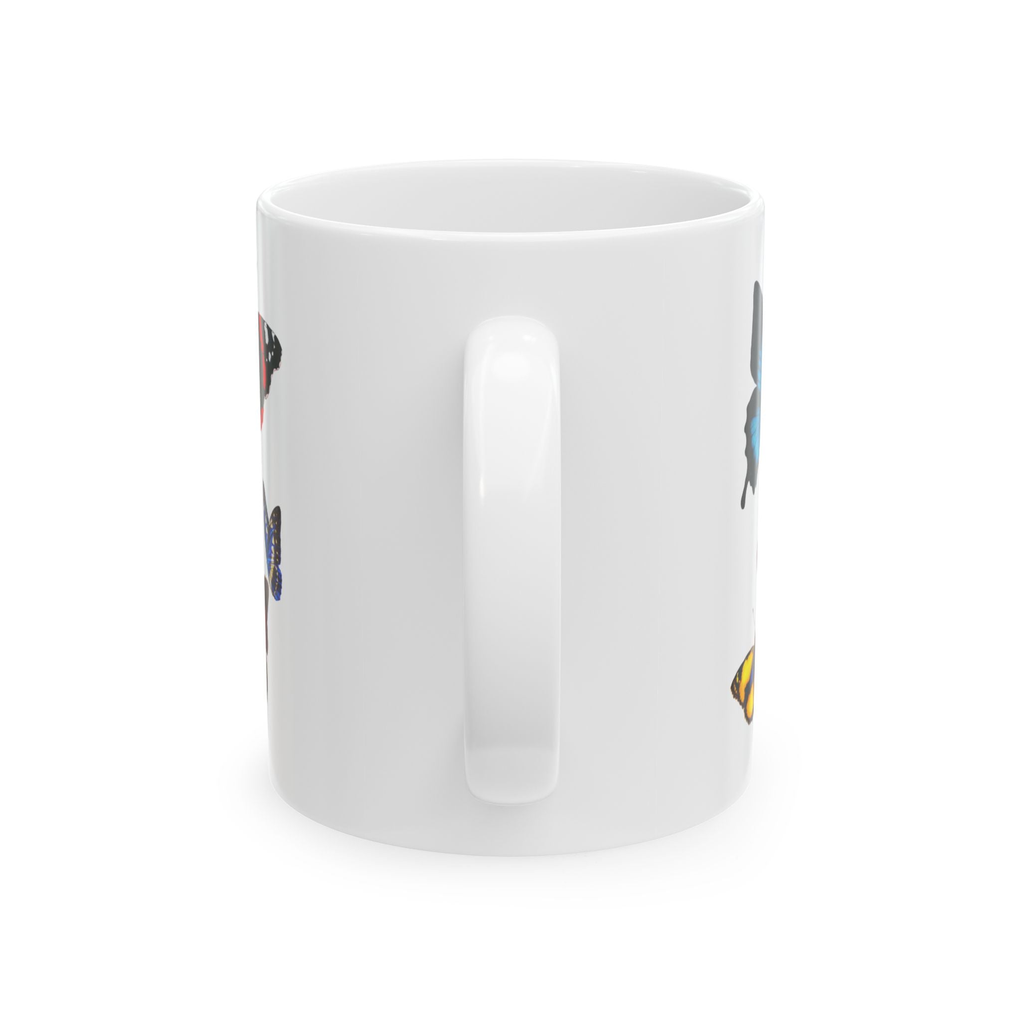 The butterfly Vintage Style Ceramic Mug, Colorful insect Design, 11oz and 15oz