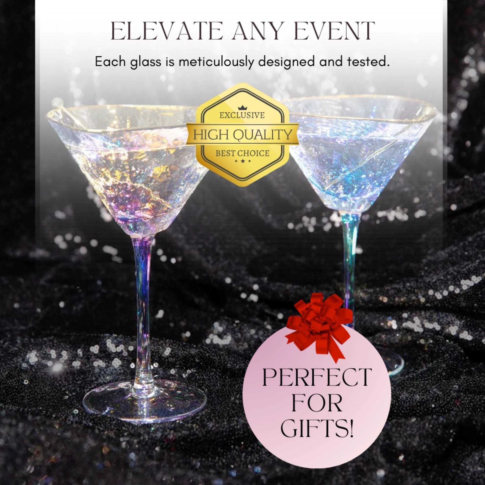 Iridescent Hammered Martini & Cocktail Glasses by Sister.ly Drinkware