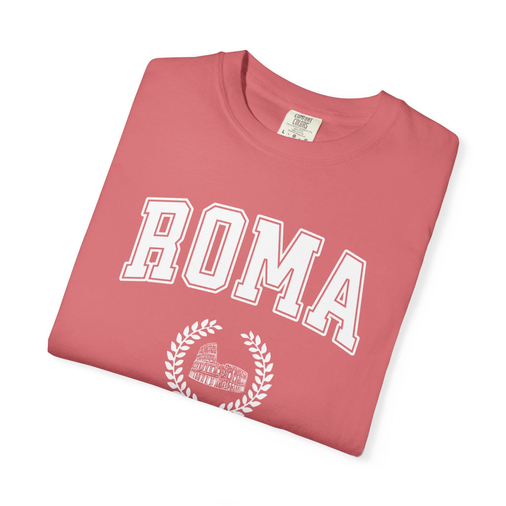 Roma College-Style T-Shirt — Vintage Italian Travel Tee with Colosseum graphic