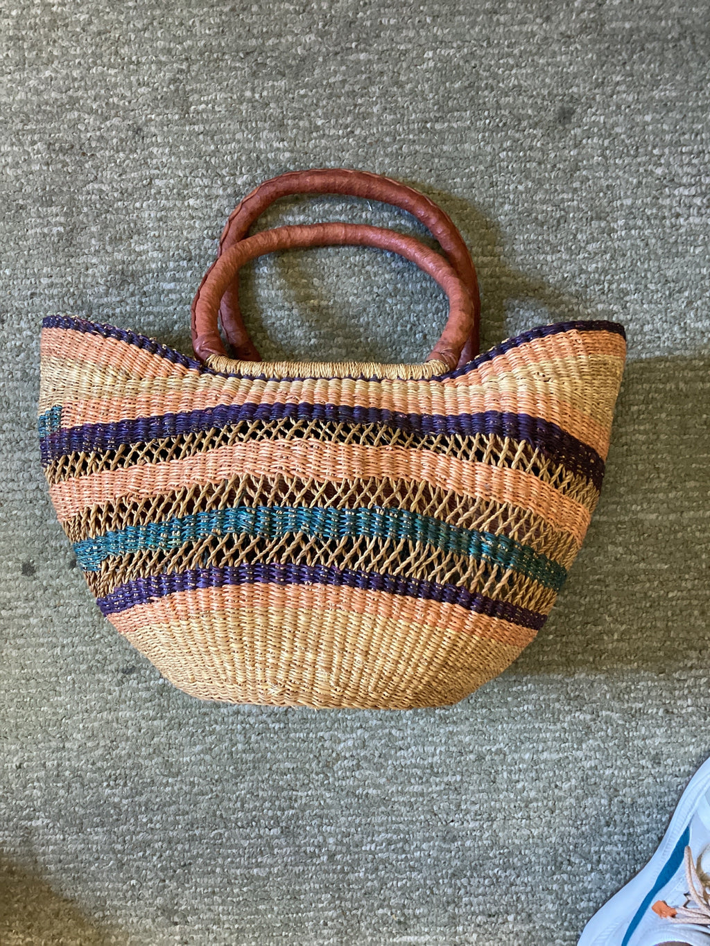 African Bolga Basket Shopper, Hand Made in Ghana
