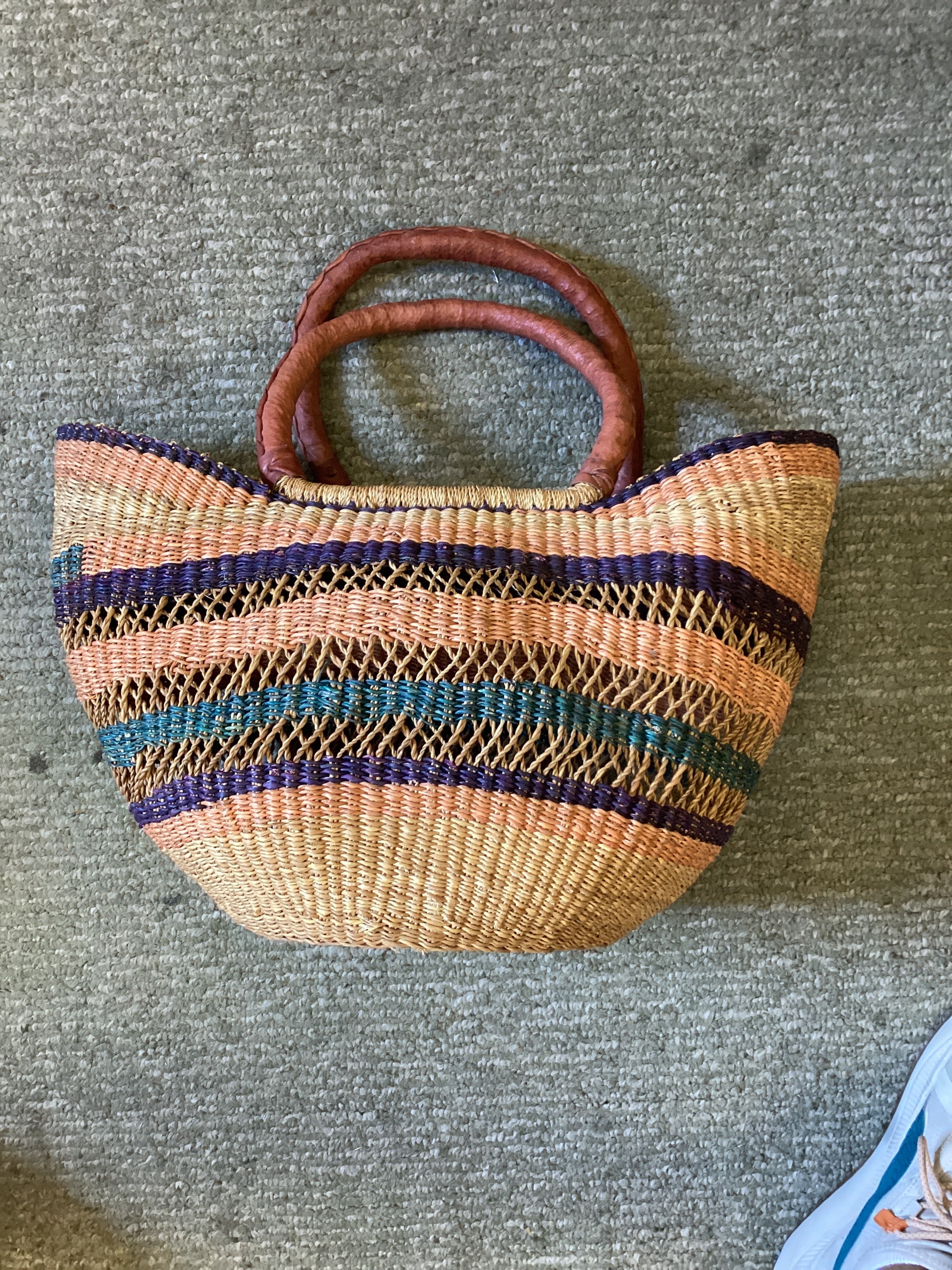 African Bolga Basket Shopper, Hand Made in Ghana