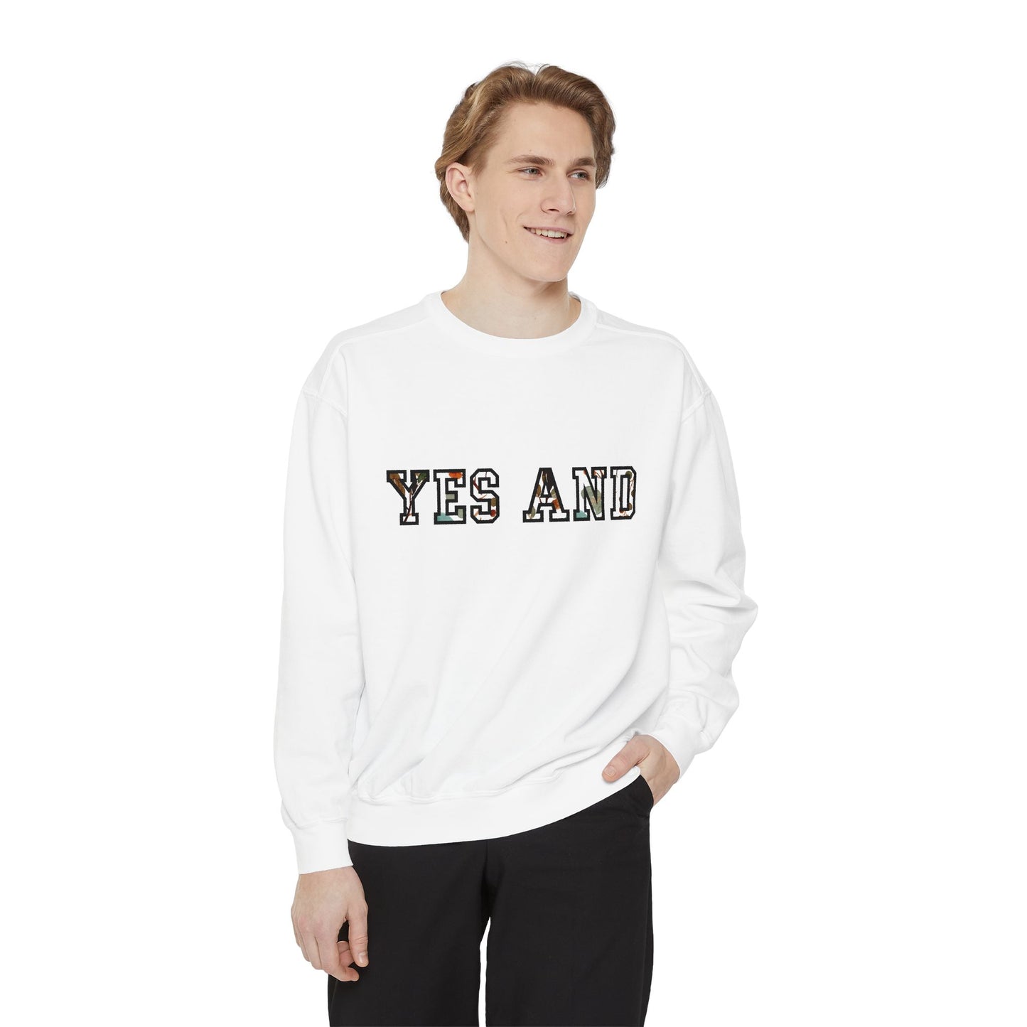 Sweat-shirt Oui et texte en bloc, couleurs confort