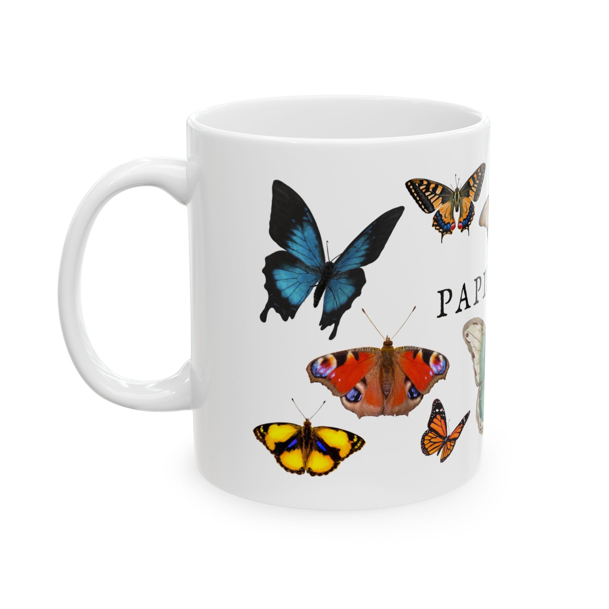 Papillons Butterfly Ceramic Mug — Vintage French-Inspired 11oz & 15oz Coffee Cup