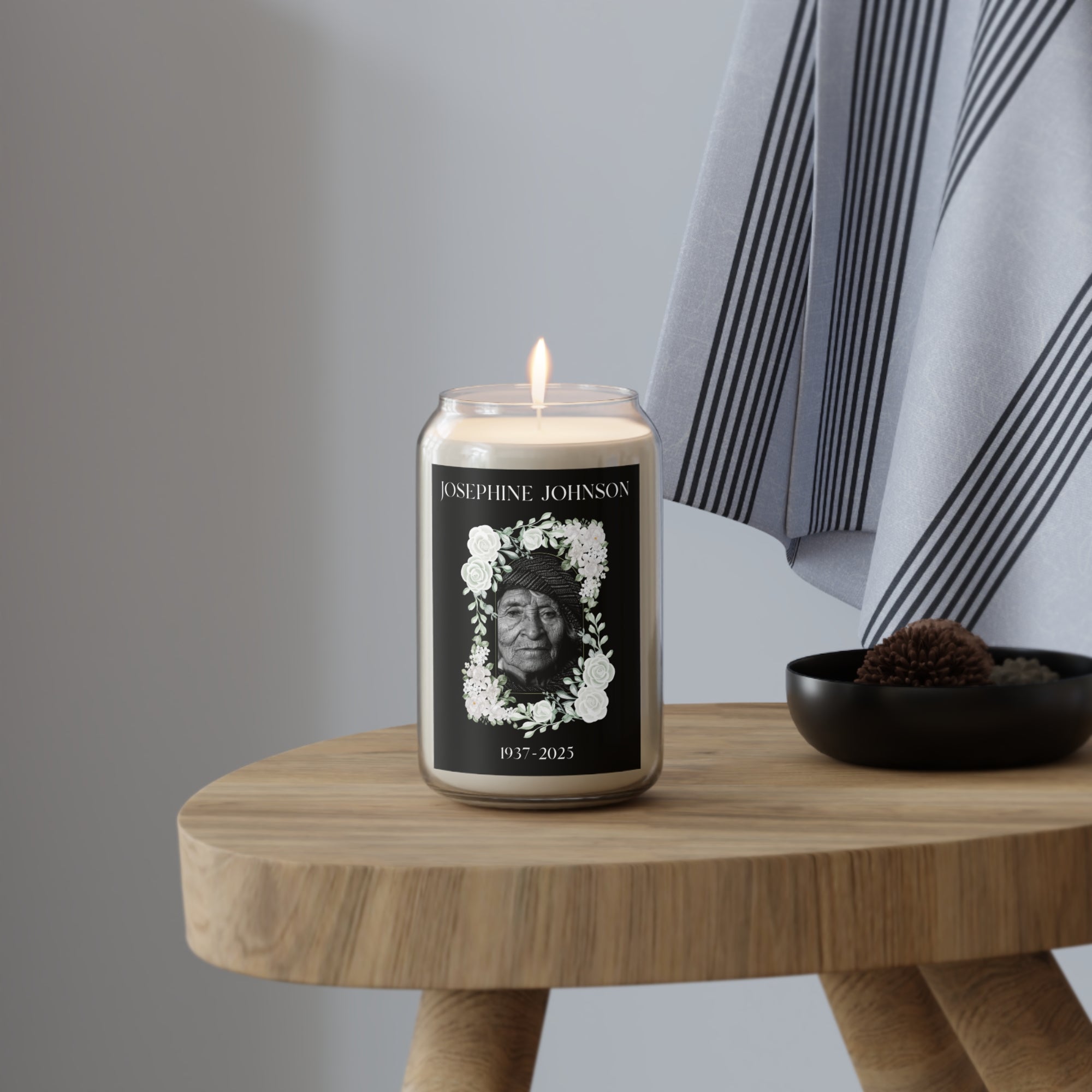 Personalized Scented Memorial Candle with photo - 13.75oz - La Vie Bien - Birthday Candle Gift - Bougie funérailles