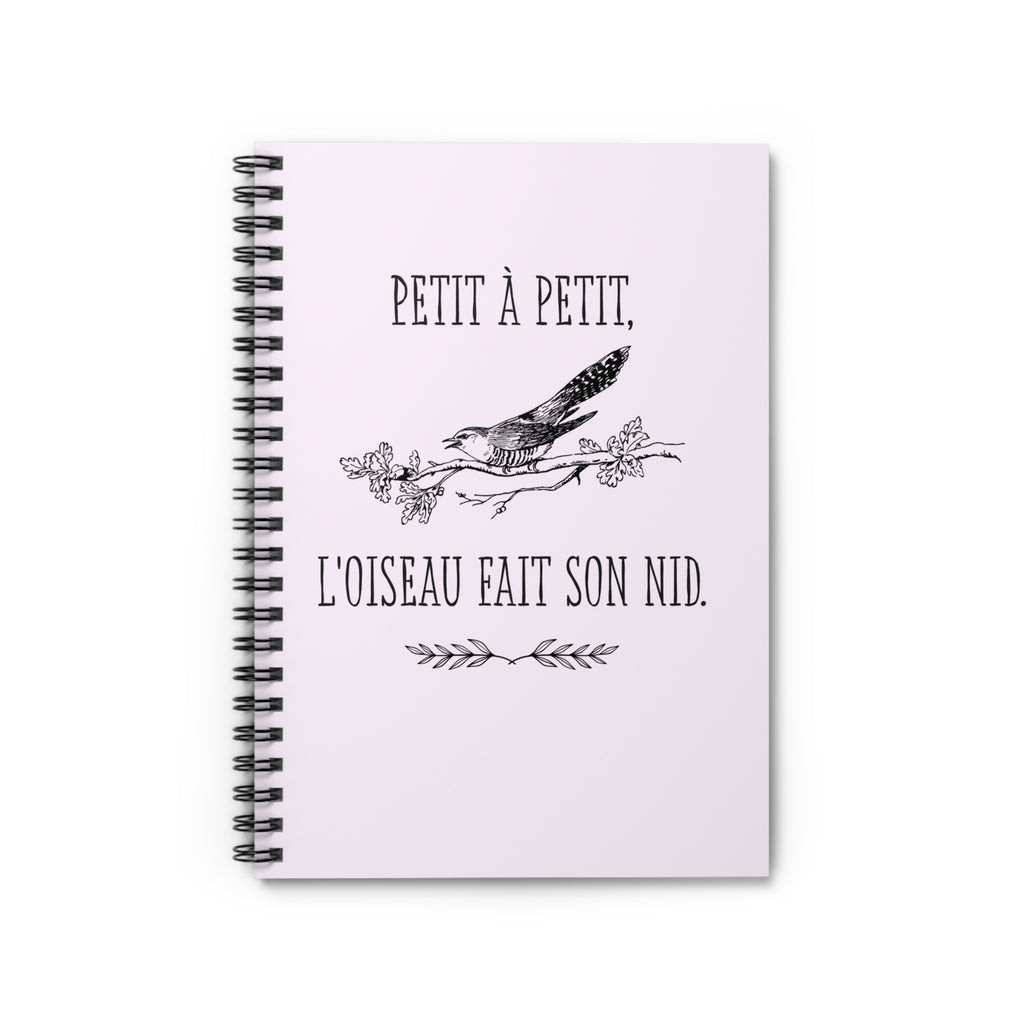 Petit à Petit French Quote bird spiral notebook | Ruled Journal