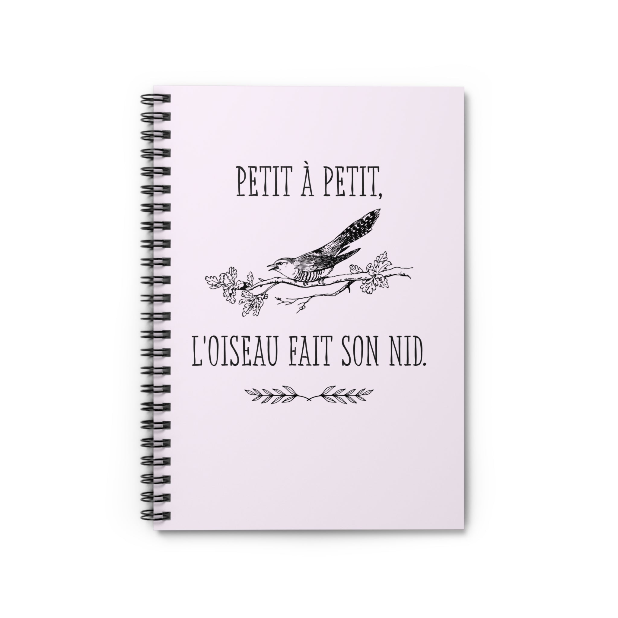 Petit à Petit French Quote bird spiral notebook | Ruled Journal