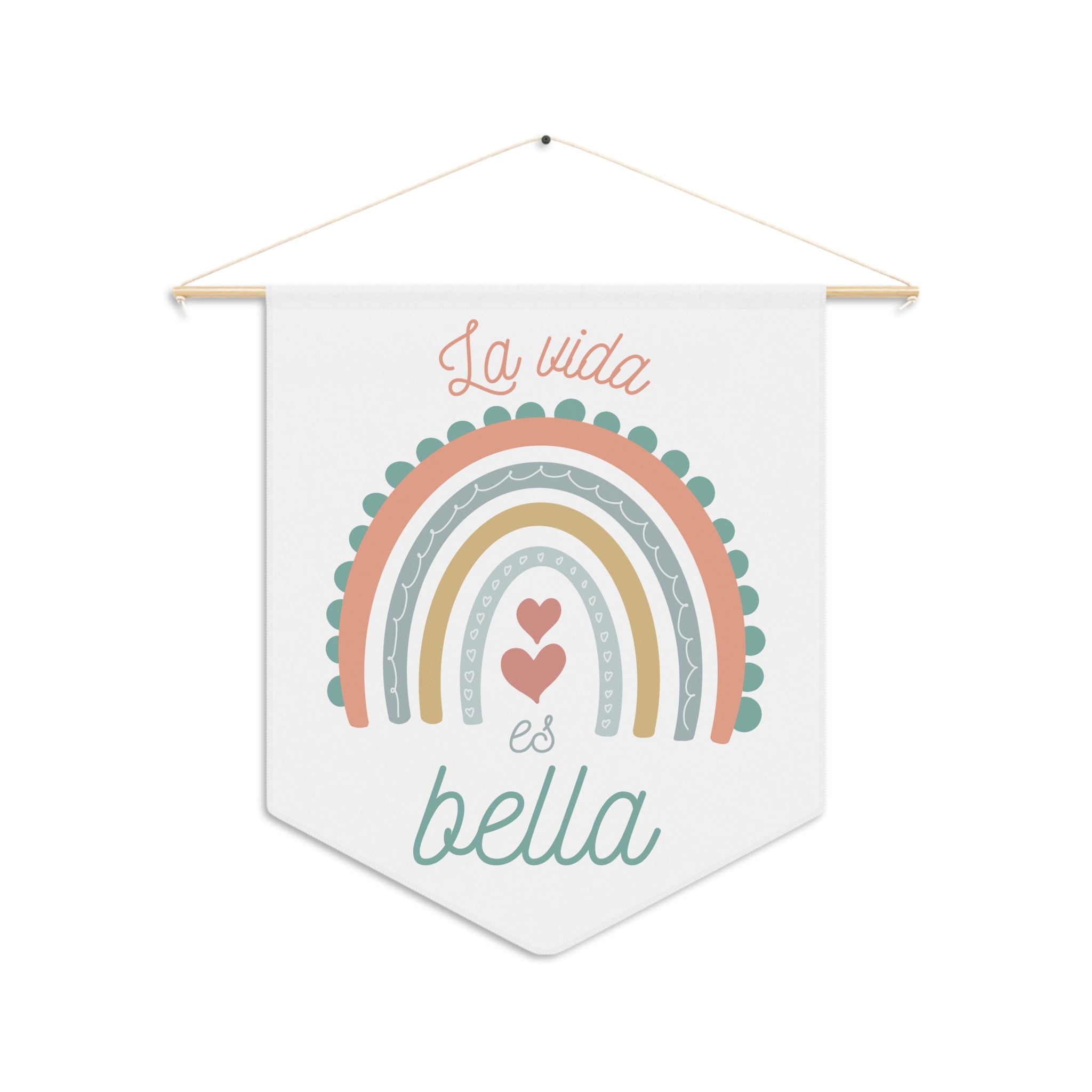 La vida es bella Spanish Rainbow Pennant Wall Art, Positive Affirmation Decor, Children's Room Wall Hanging, Gift for Spanish speakers