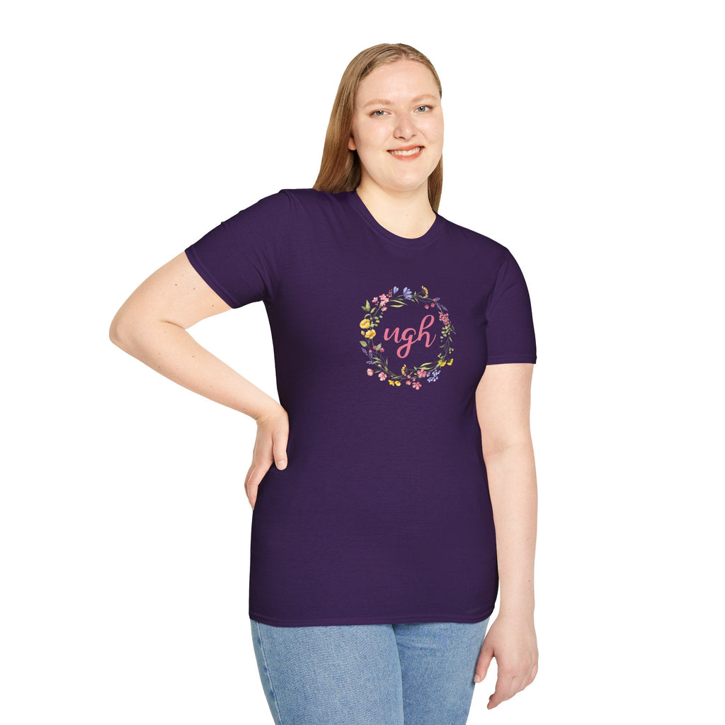 Bespattered Facade "Ugh" Floral Unisex Softstyle T-Shirt