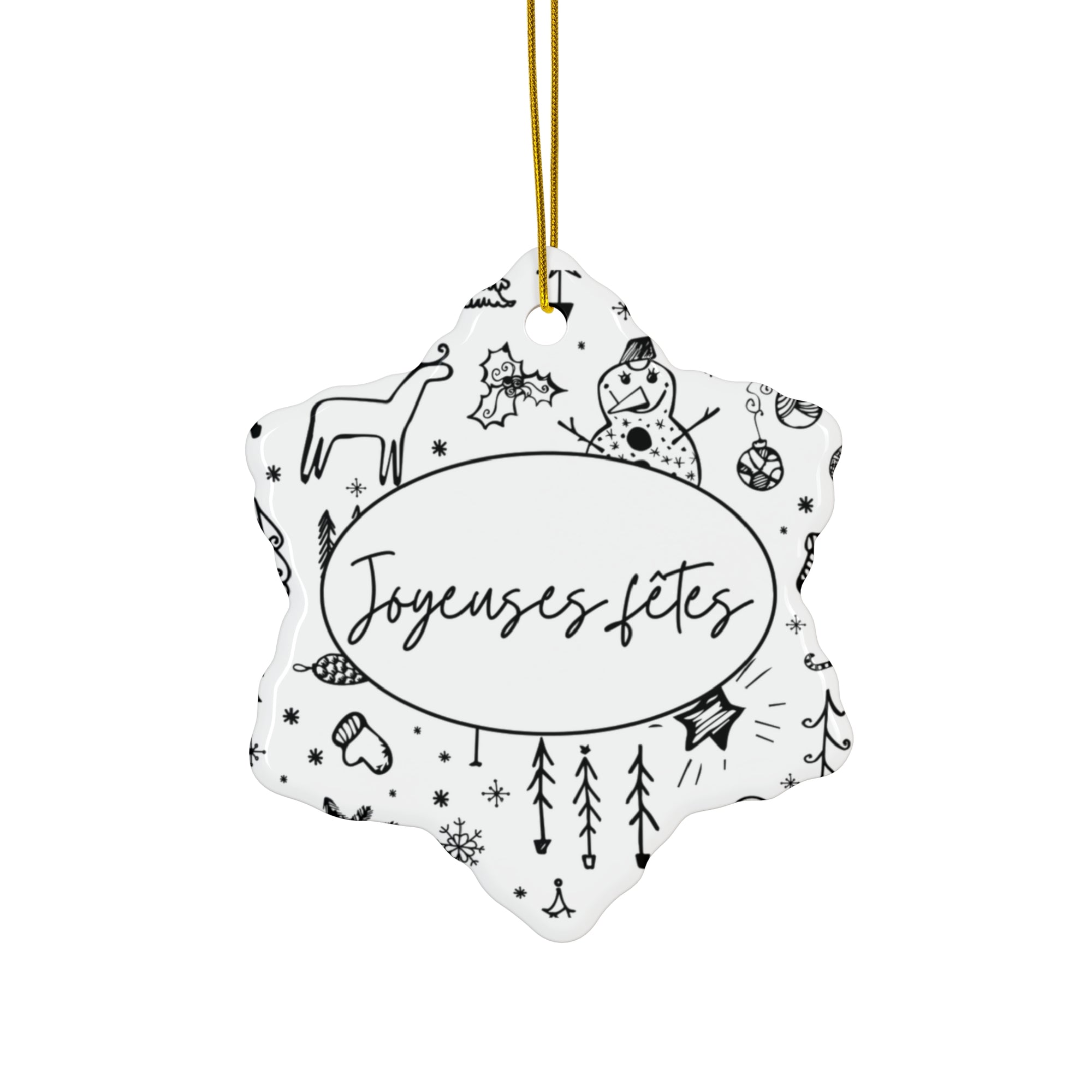 Joyeuse fêtes Ceramic Ornament (Happy Holidays) - French