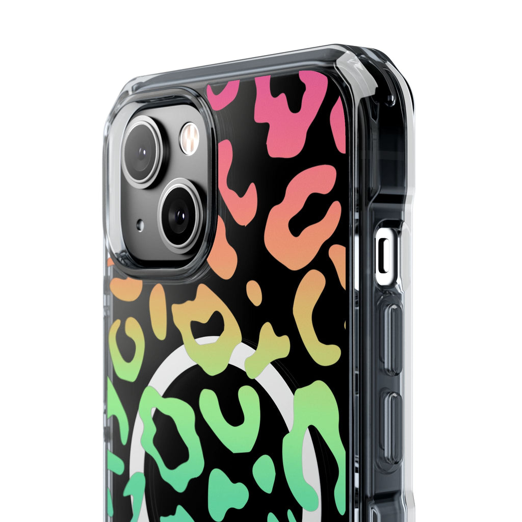 Bespattered Facade Bright Rainbow Leopard MagSafe Clear Impact Case