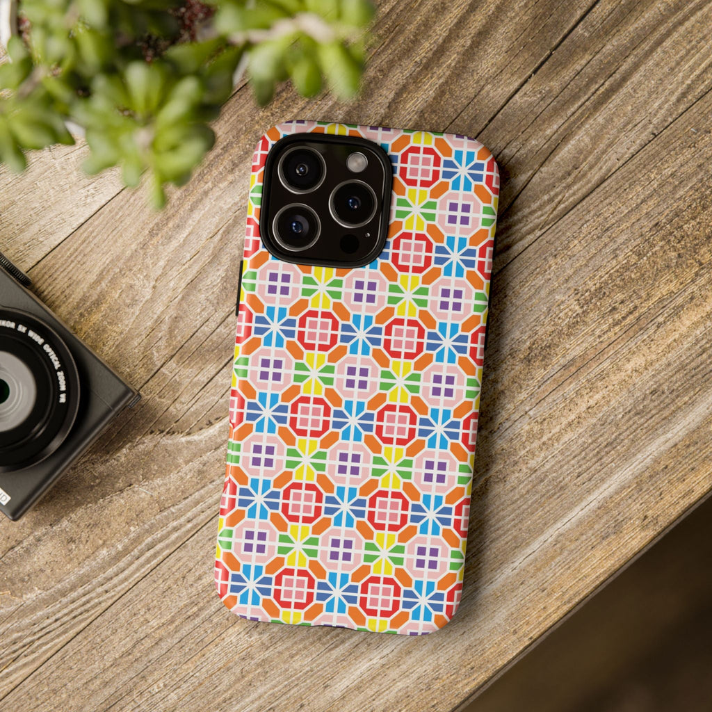 Bespattered Facade Geometric Rainbow Mosaic Tough Case